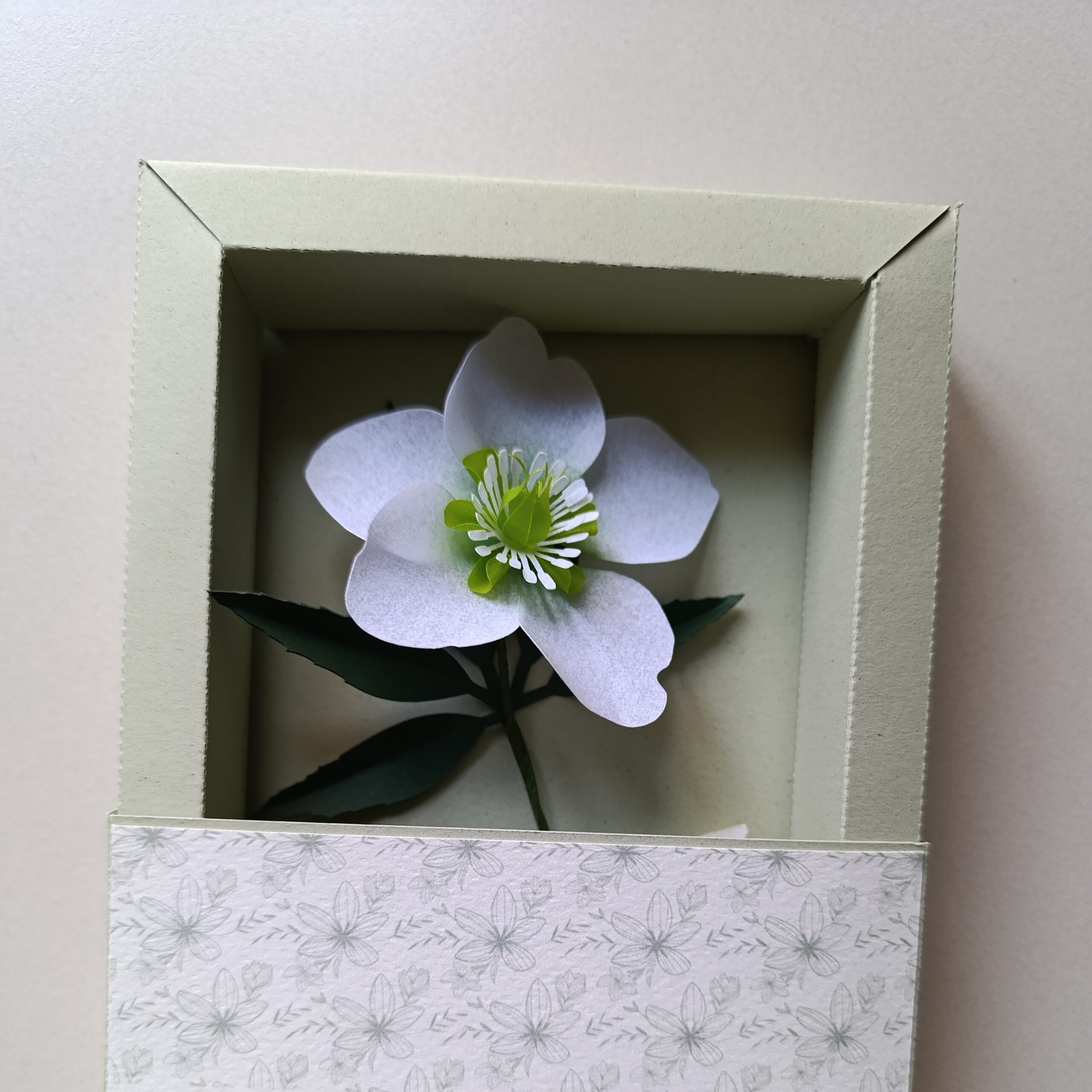 Segnaposto con elleboro di carta